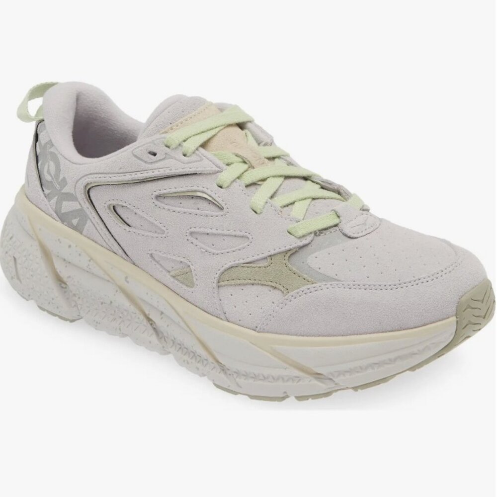 Hoka Clifton L Suede Sneaker Gender Inclusive, 7.5/6.5, Vaporous/Barley
